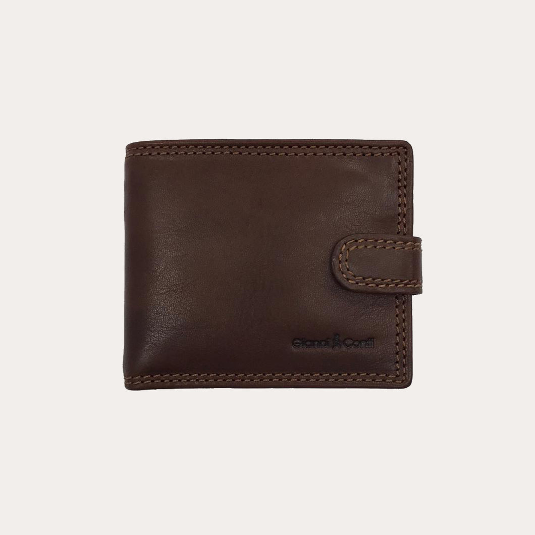 Gianni Conti Dark Brown Leather Wallet-7 Credit Card/Coin Section