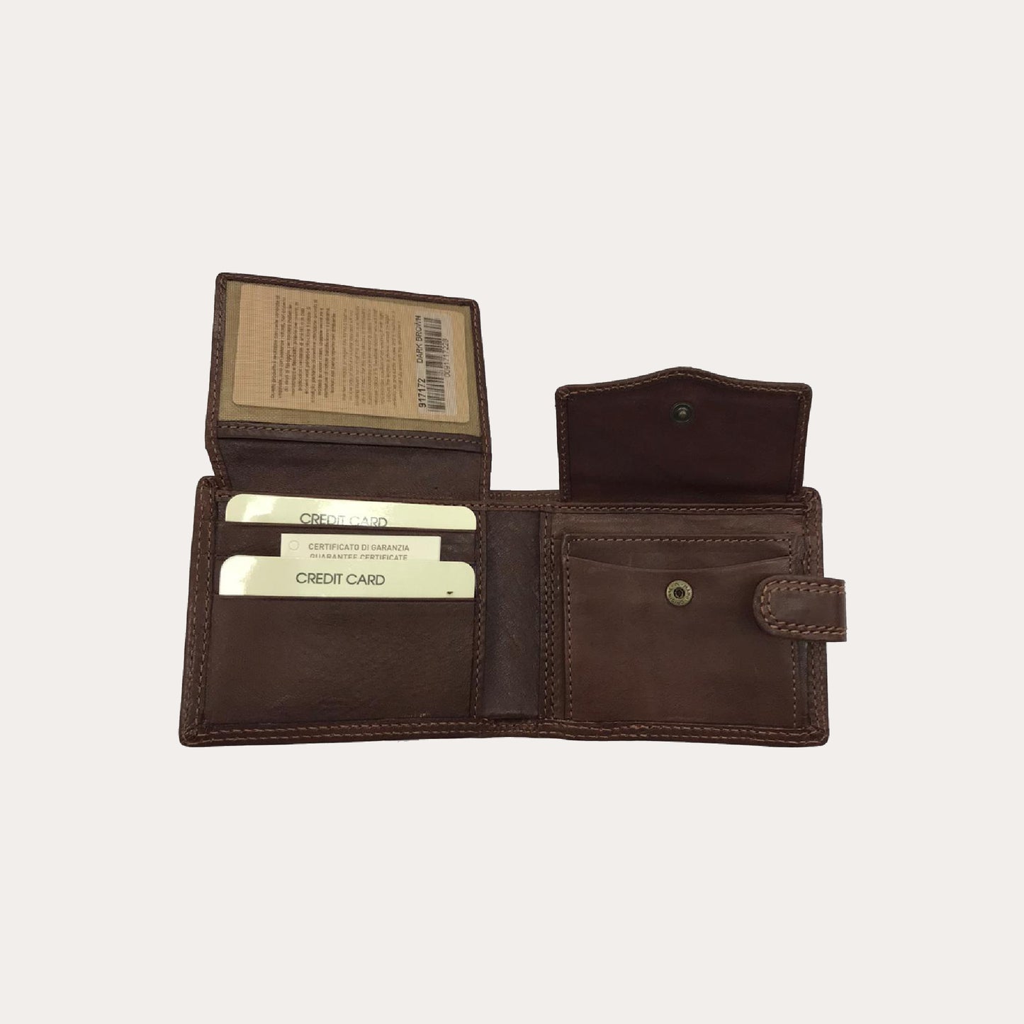 Gianni Conti Dark Brown Leather Wallet-7 Credit Card/Coin Section