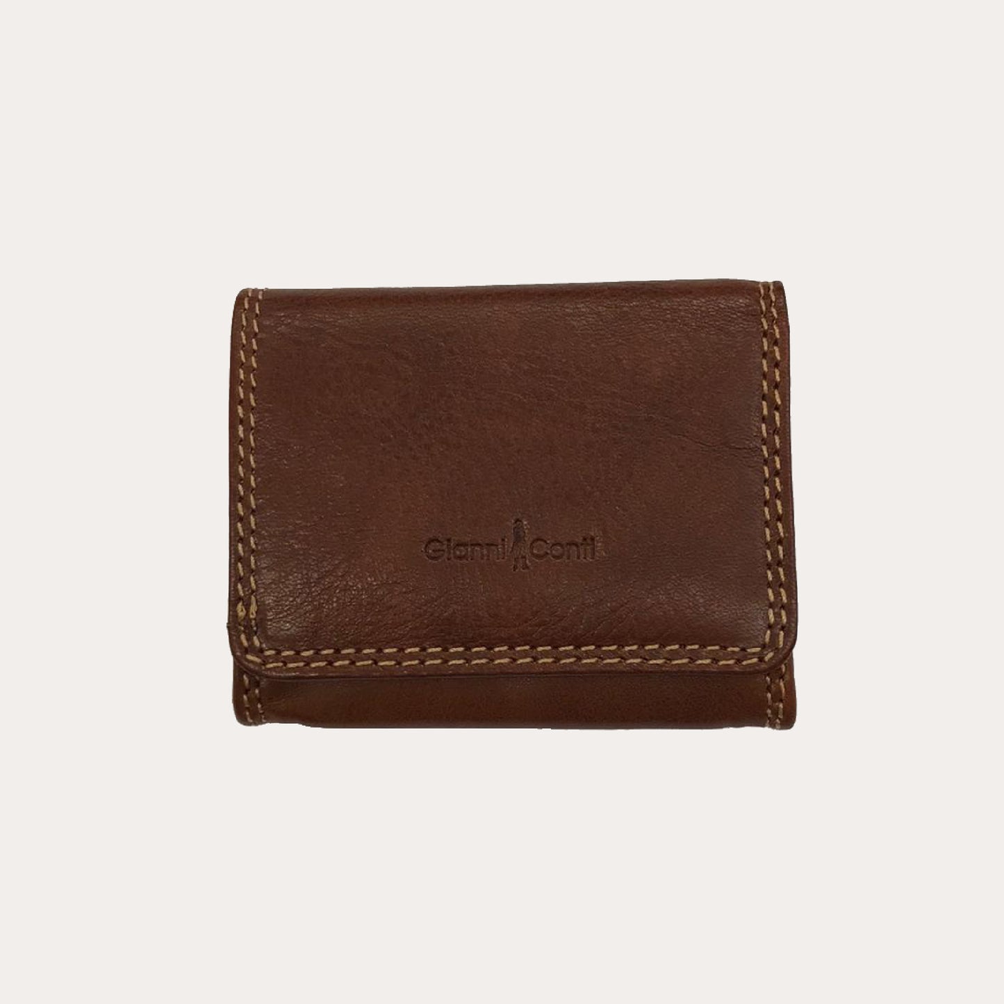 Gianni Conti Tan Leather Wallet-2 Credit Card/Coin Section