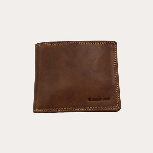 Gianni Conti Tan Leather Wallet-4 Credit Card/Coin Section