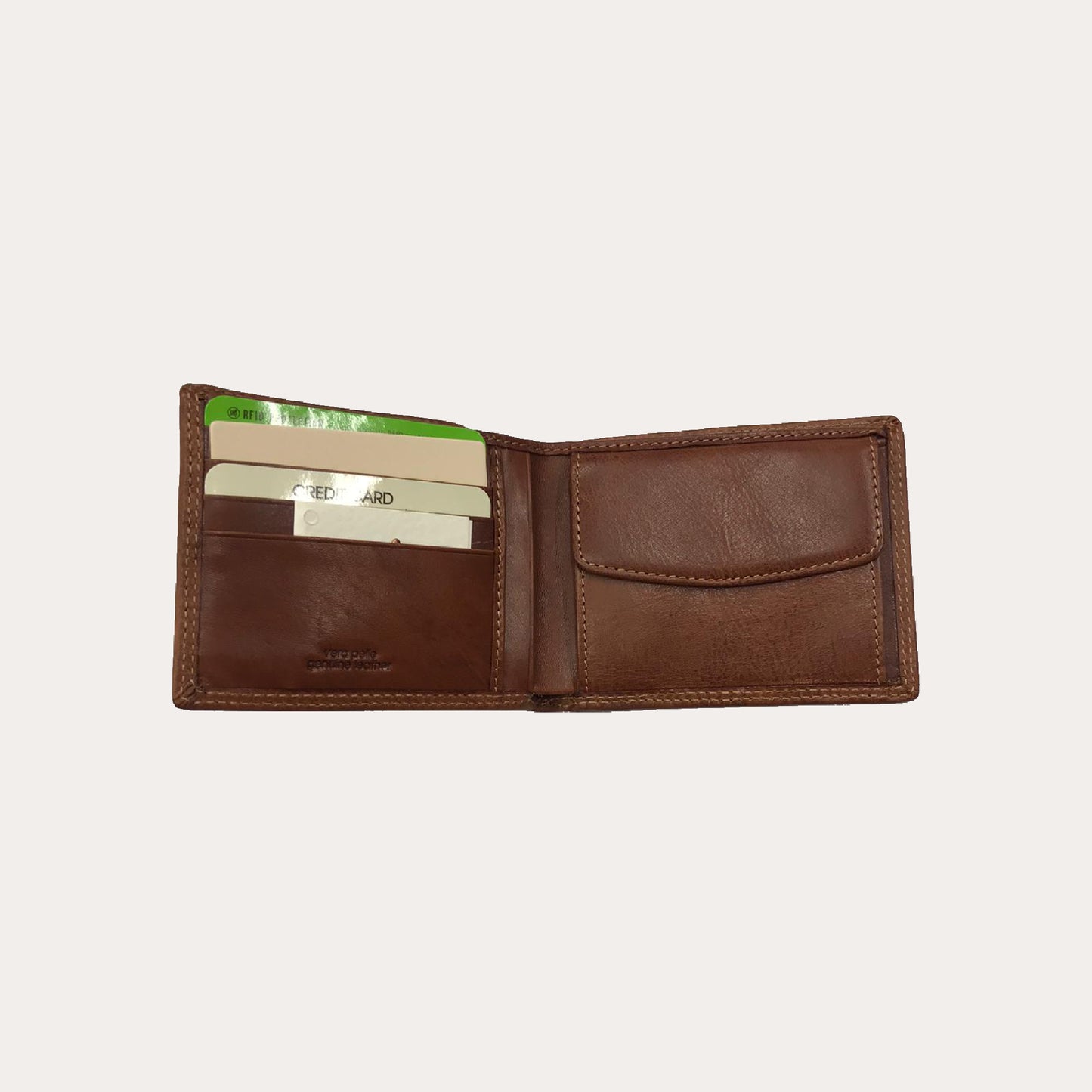 Gianni Conti Tan Leather Wallet-4 Credit Card/Coin Section