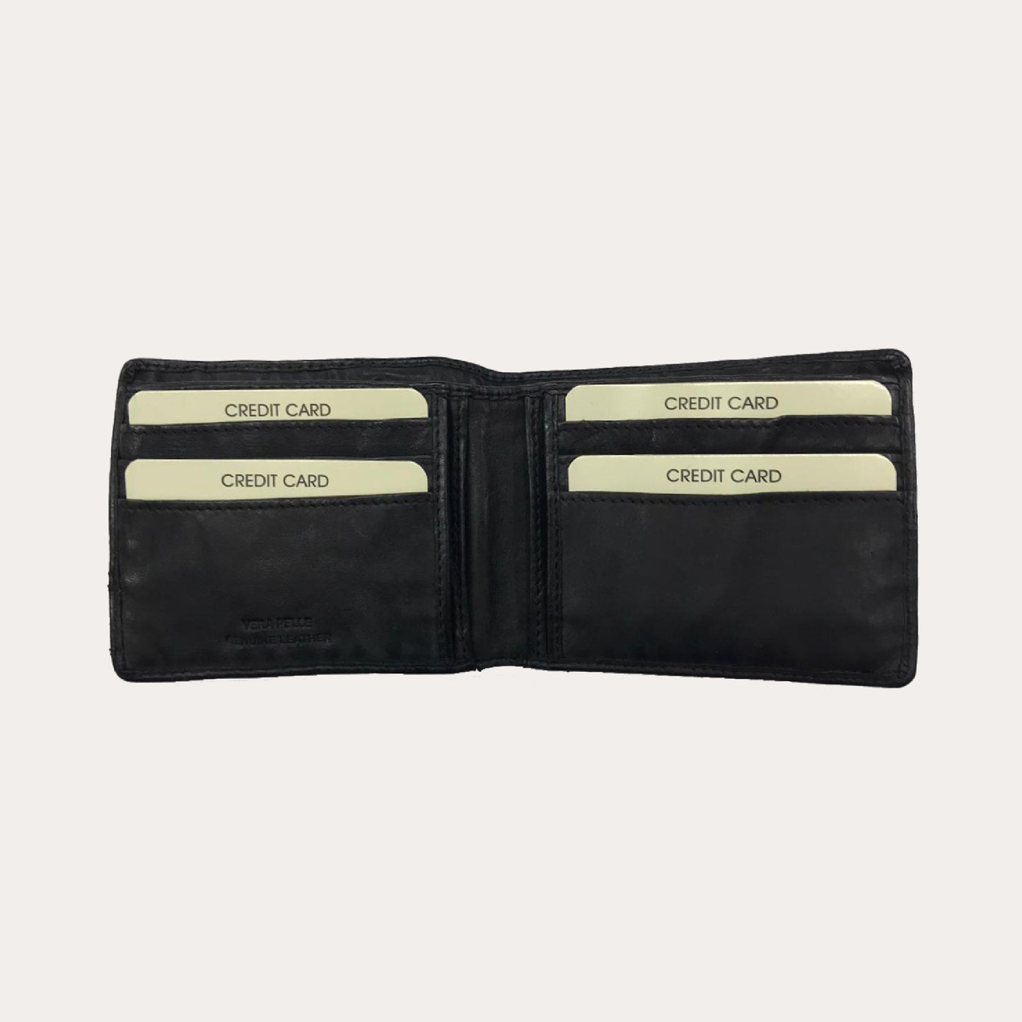 Gianni Conti Black Washed Leather Wallet-6 Credit Card Sections