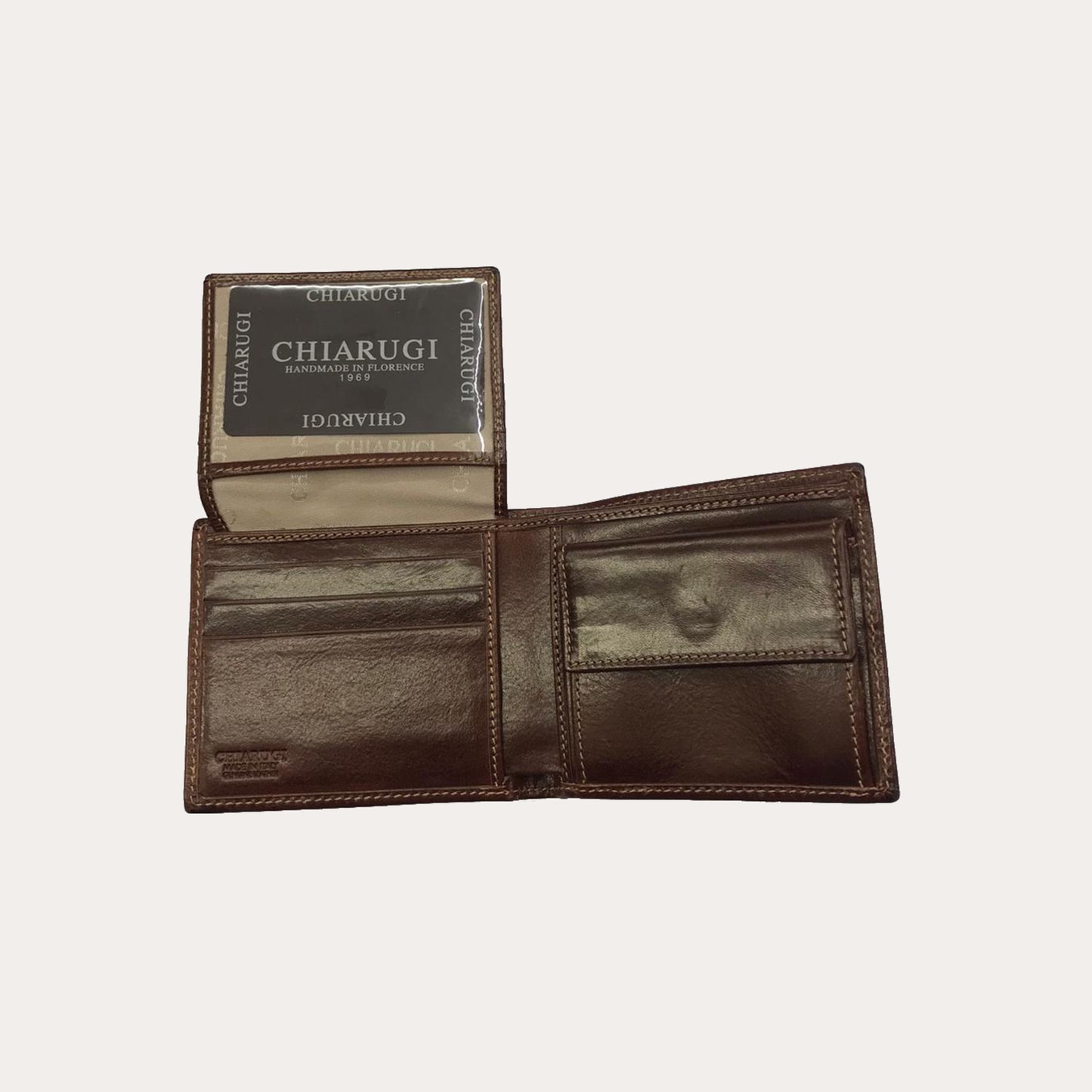 Chiarugi Maroon Leather Wallet-6 Credit Card/Coin Section