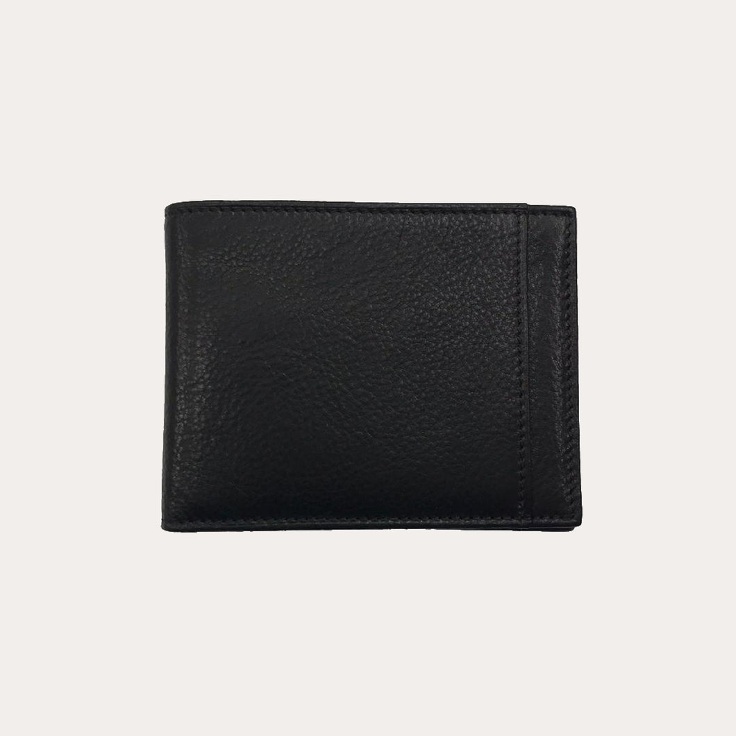 Black Vacchetta Leather Wallet-6 Credit Card Sections