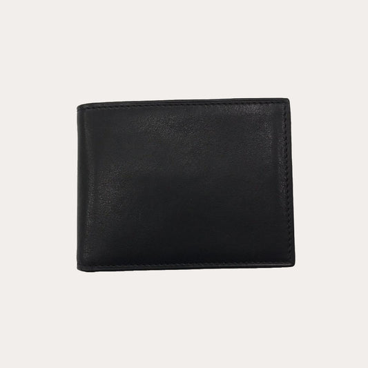 Black Vacchetta Leather Wallet-3 Credit Card/Coin Section