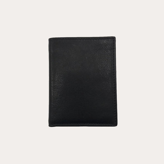 Black Vacchetta Leather Wallet-6 Credit Card Sections