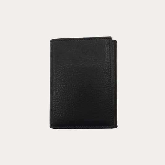 Black Trifold Vacchetta Leather Wallet-9 Credit Card Sections