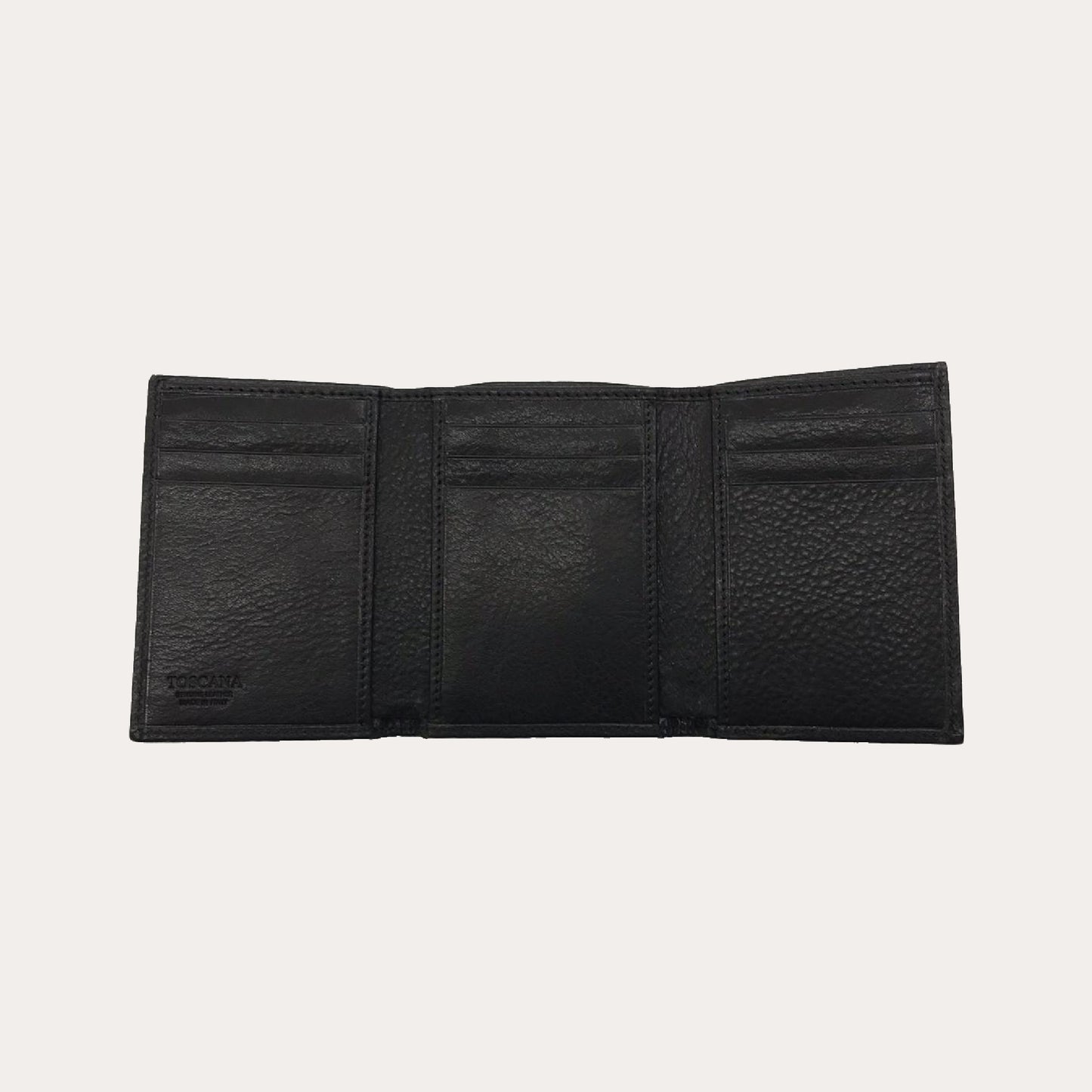 Black Trifold Vacchetta Leather Wallet-9 Credit Card Sections