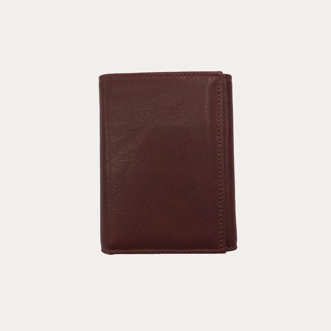 Maroon Trifold Vacchetta Leather Wallet-9 Credit Card Sections
