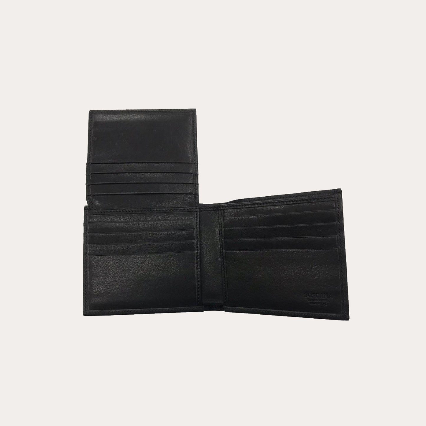 Black Vacchetta Leather Wallet-15 Credit Card Sections
