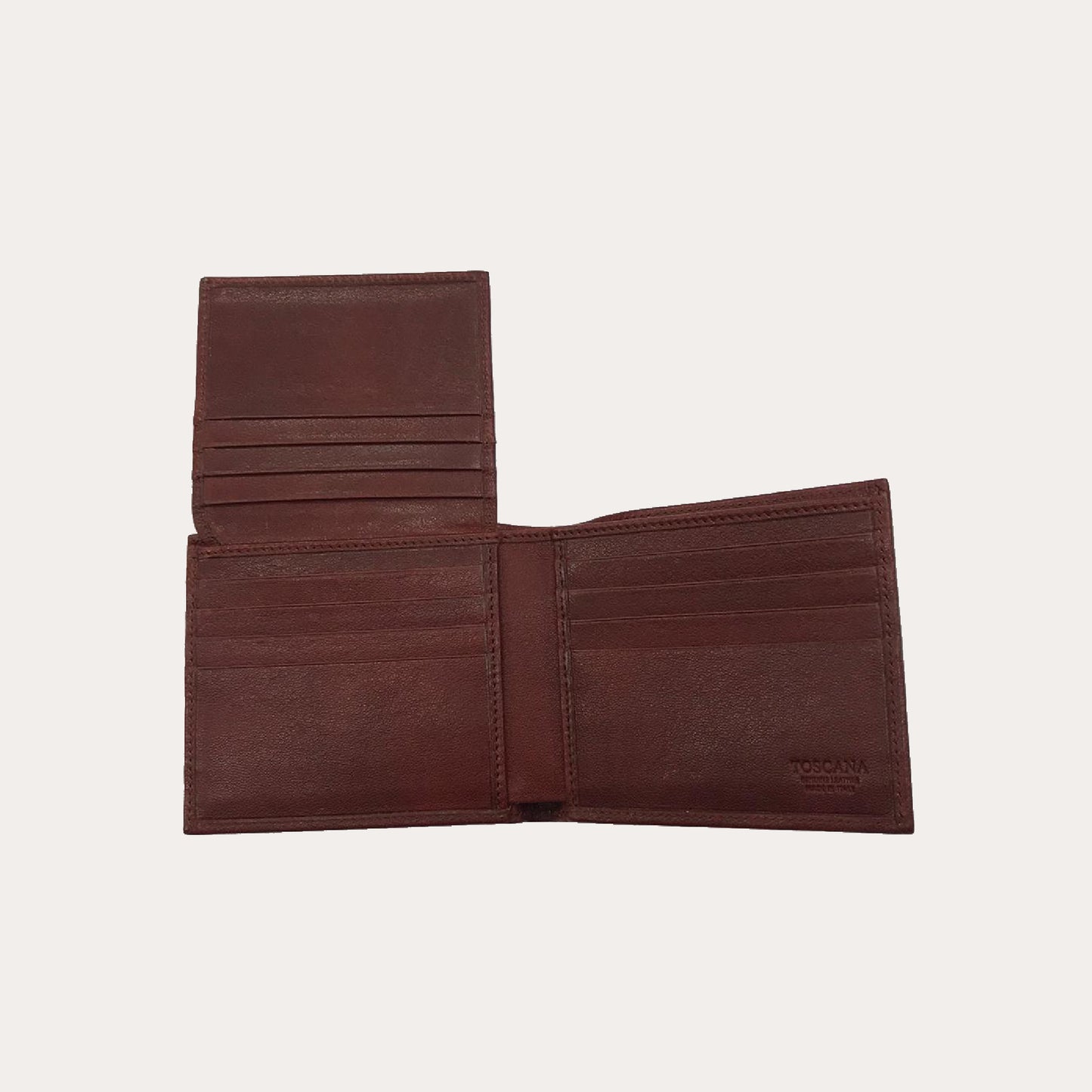 Maroon Vacchetta Leather Wallet-15 Credit Card Sections