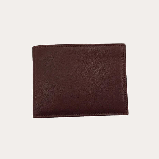 Maroon Vacchetta Leather Wallet-6 Credit Card Sections