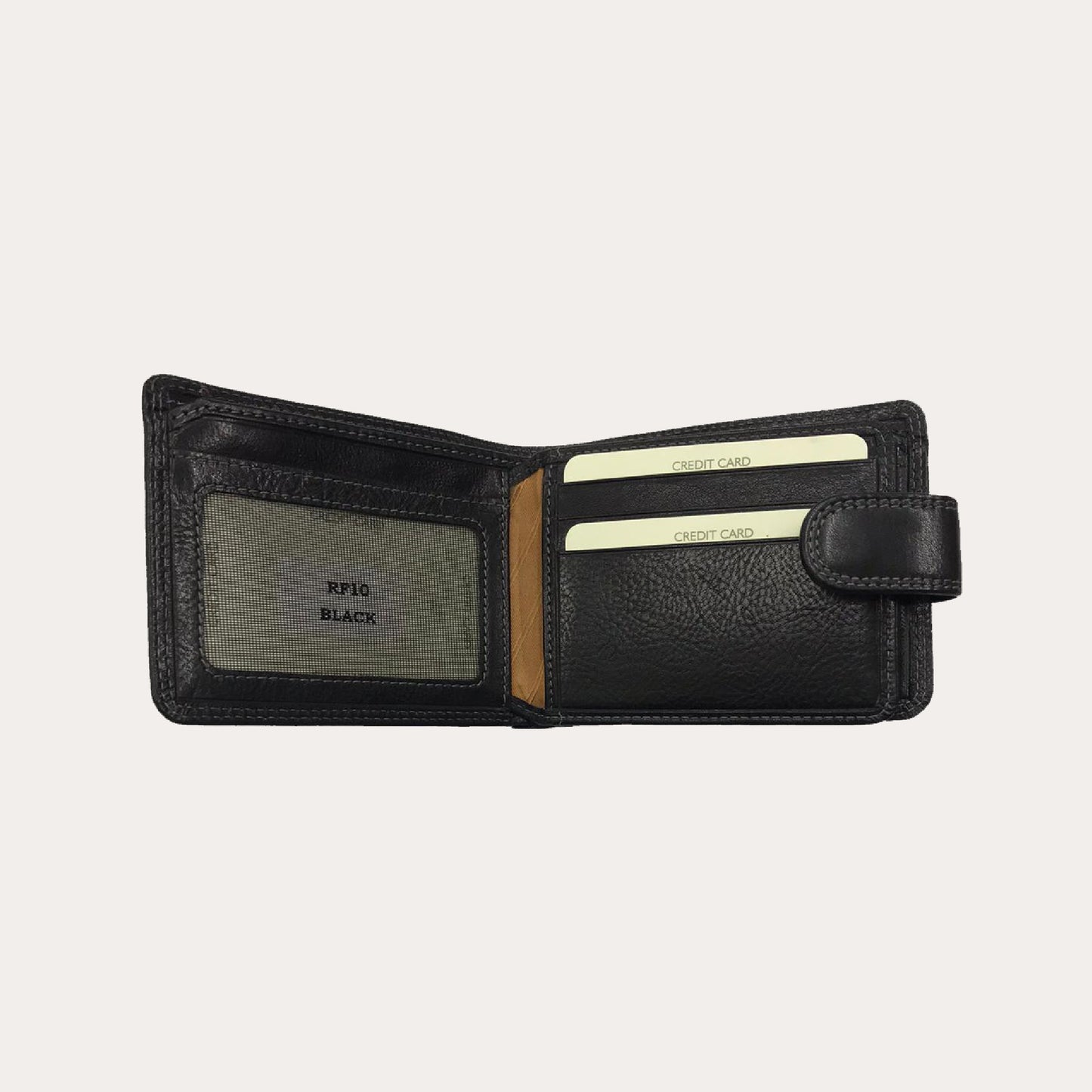 Black Leather Wallet-7 Credit Card/Coin Section