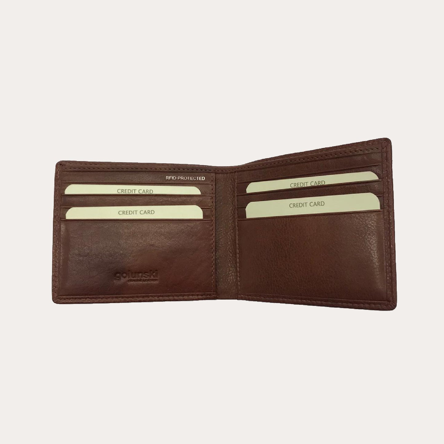 Tan Leather Wallet-8 Credit Card Sections