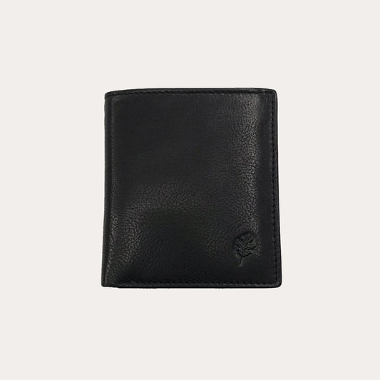 Black Leather Wallet-6 Credit Card/Coin Section