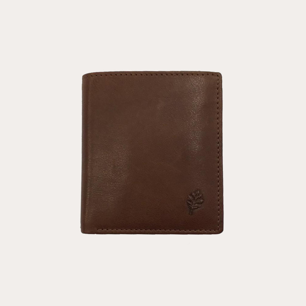 Tan Leather Wallet-6 Credit Card/Coin Section