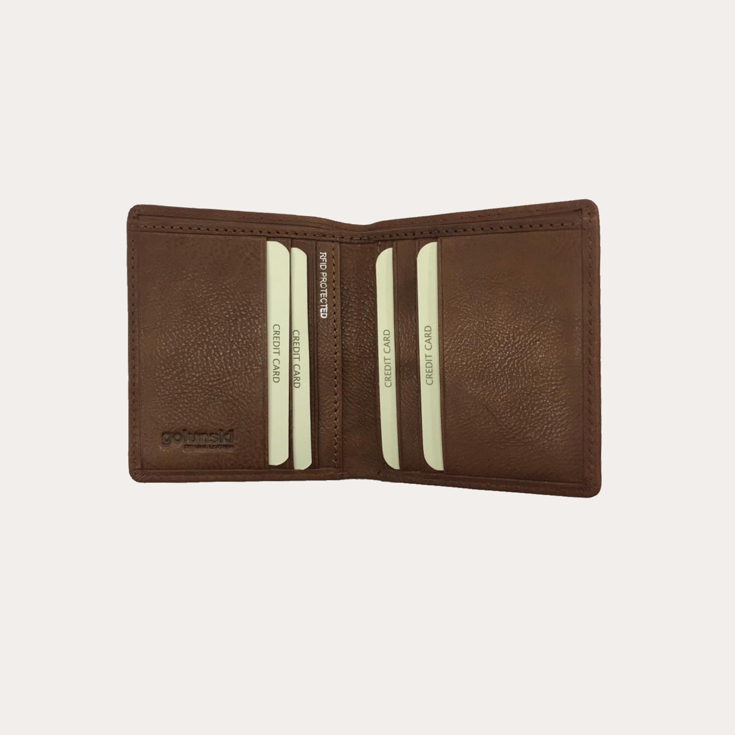 Tan Leather Wallet-8 Credit Card Sections