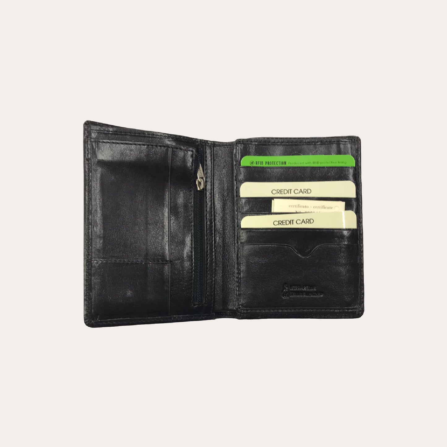 Gianni Conti Black Leather Wallet-6 Credit Card Sections