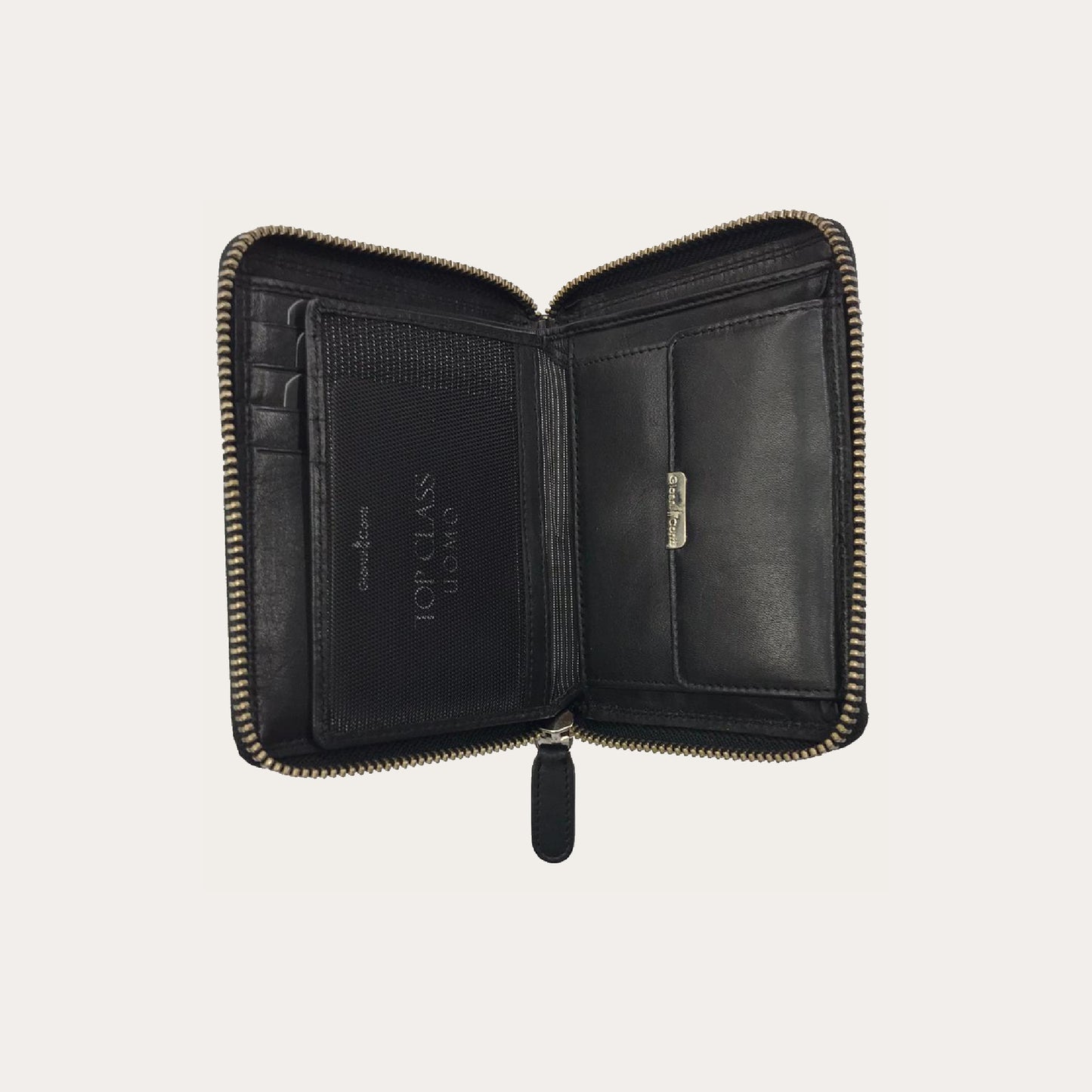 Gianni Conti Black Leather Wallet-8 Credit Card/Coin Section