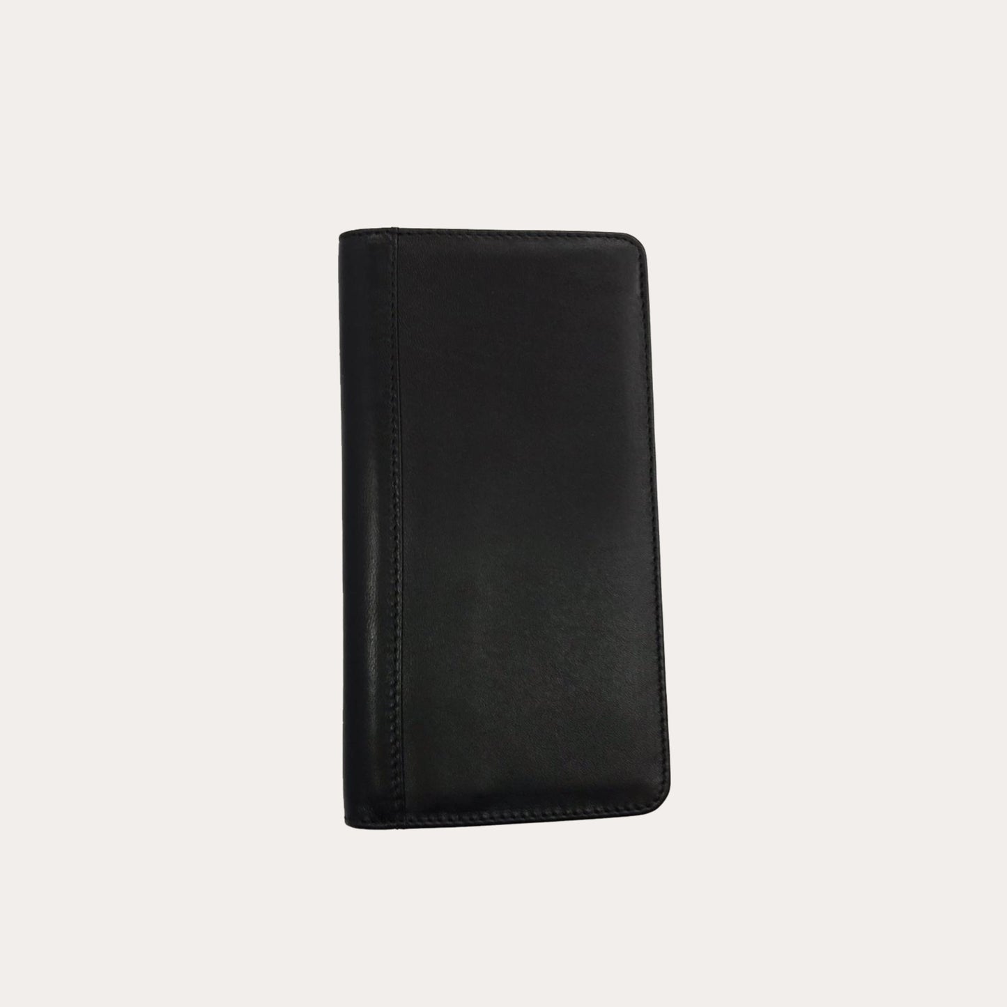 Long Black Leather Wallet-5 Credit Card Sections