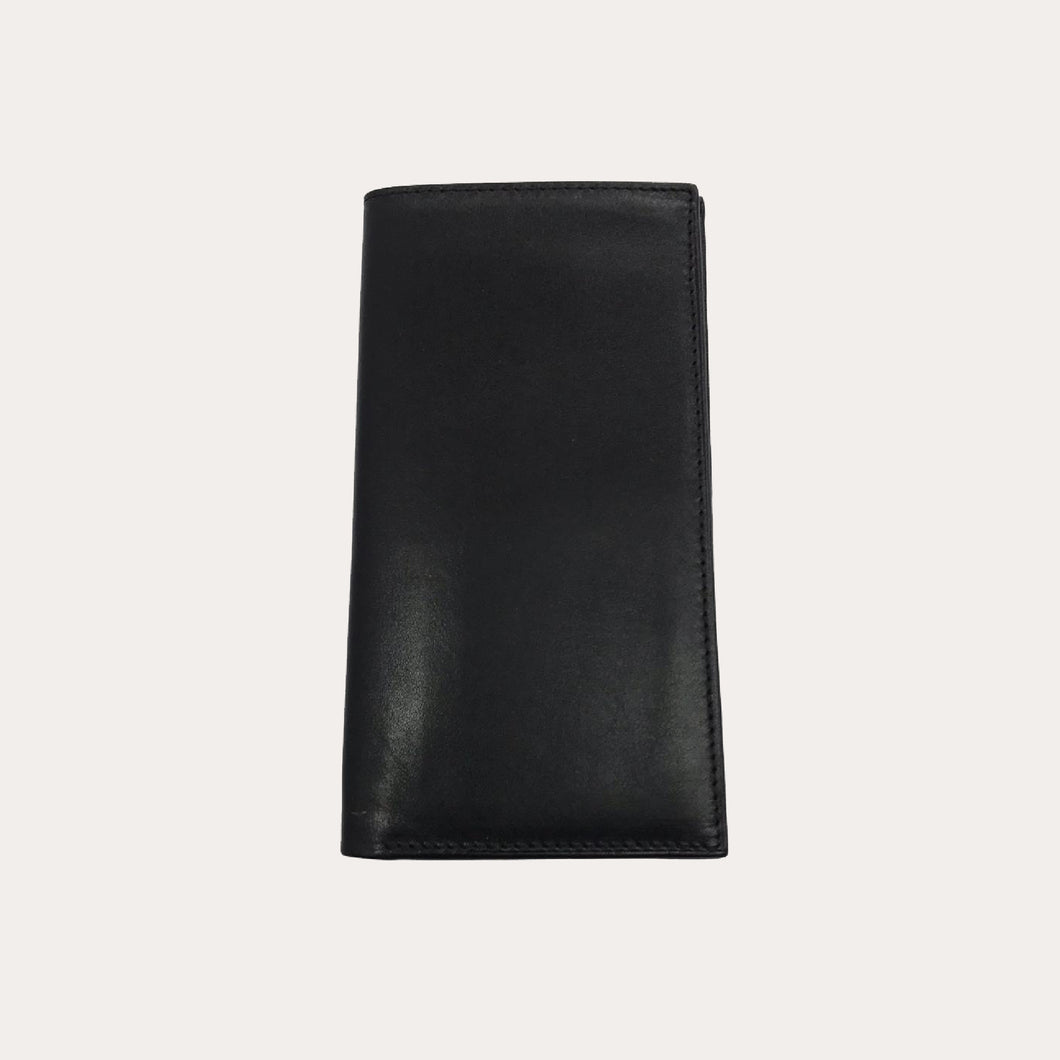 Long Black Leather Wallet-6 Credit Card Sections