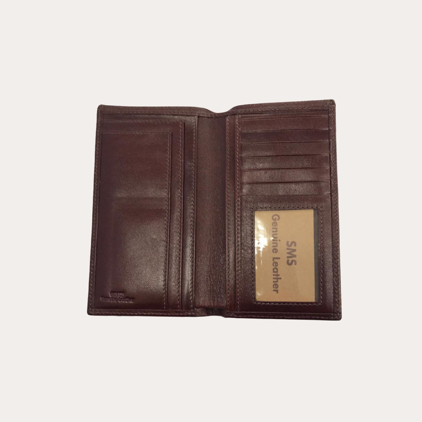 Long Maroon Leather Wallet-6 Credit Card Sections