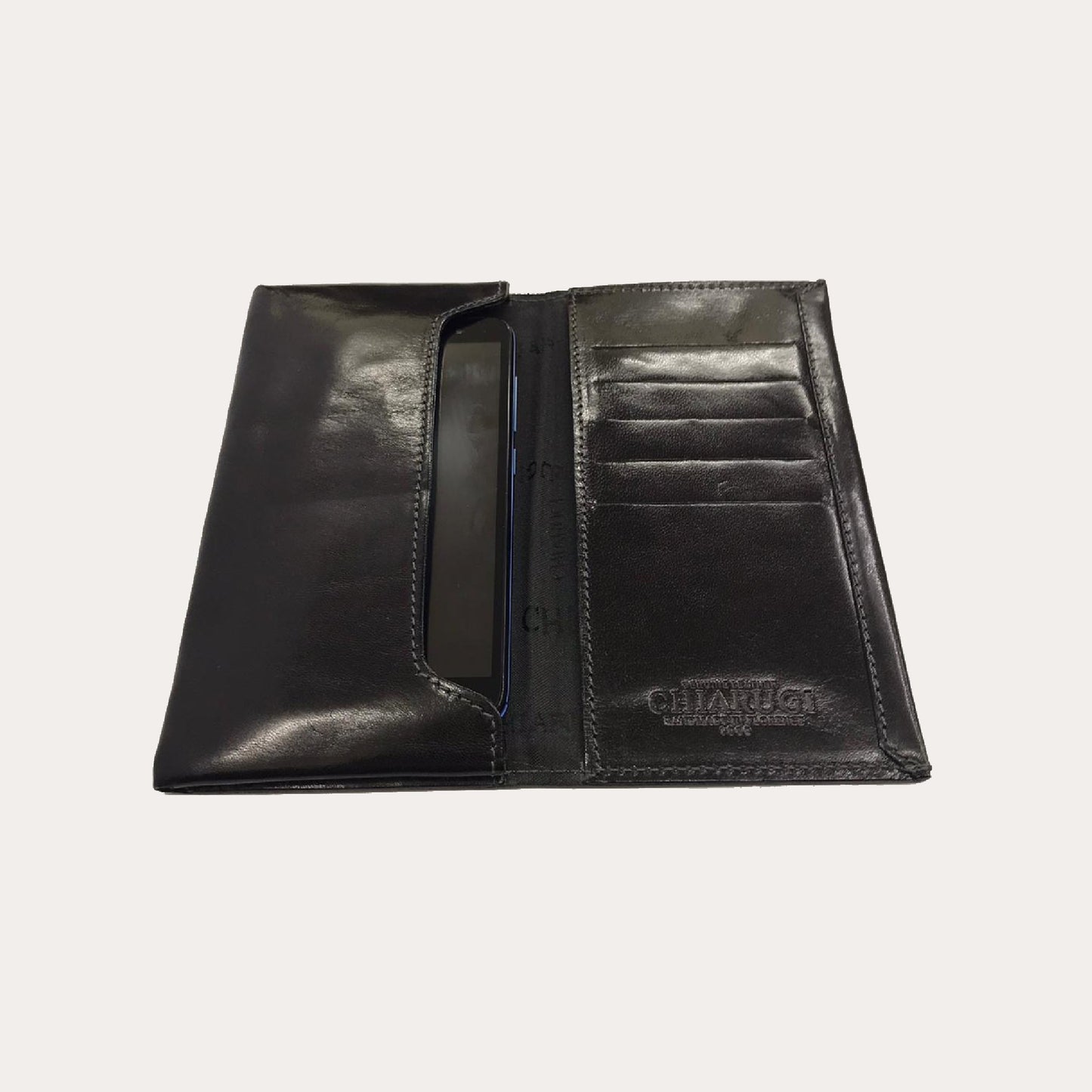 Chiarugi Black Leather Phone Holder Wallet