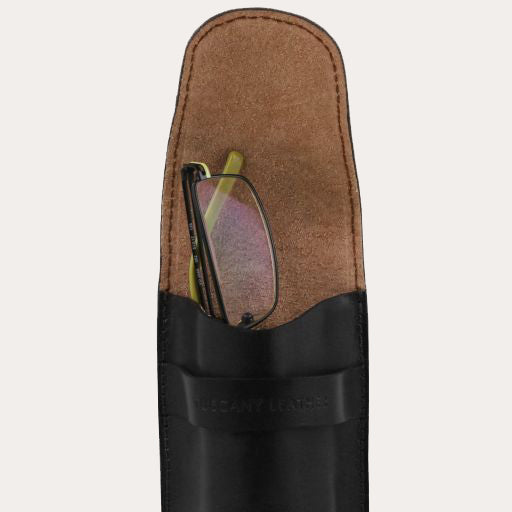 Tuscany Leather Black Leather Glasses Case