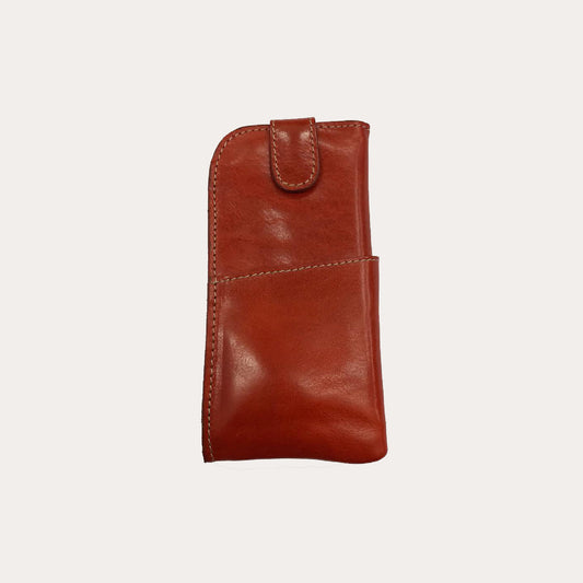 Chiarugi Orange Leather Glasses Case