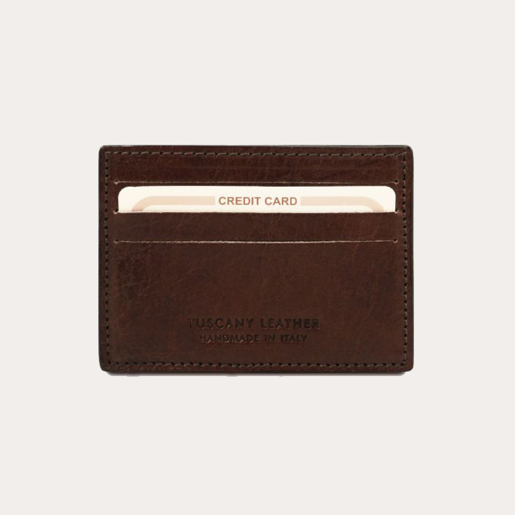 Tuscany Leather Dark Brown Leather Credit/Business Card Holder