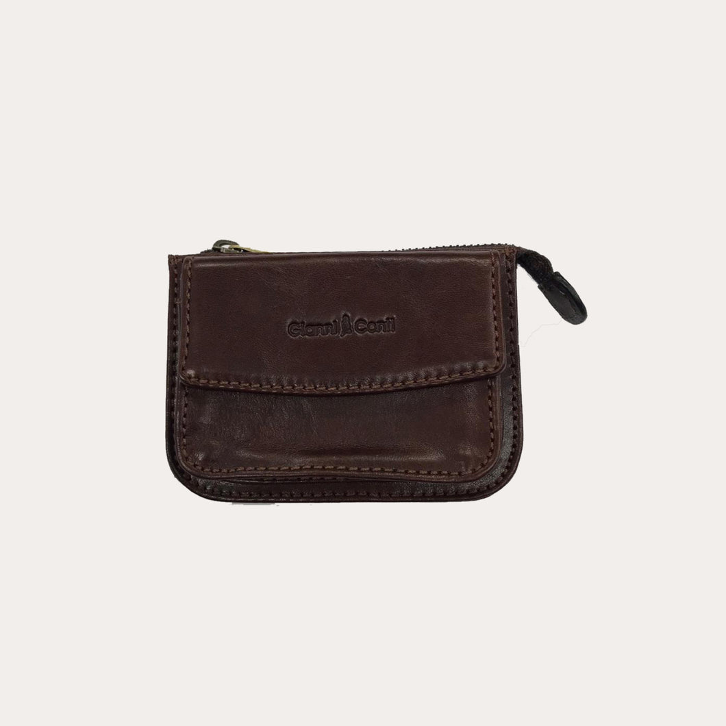 Gianni Conti Brown Leather Zipped Keyring