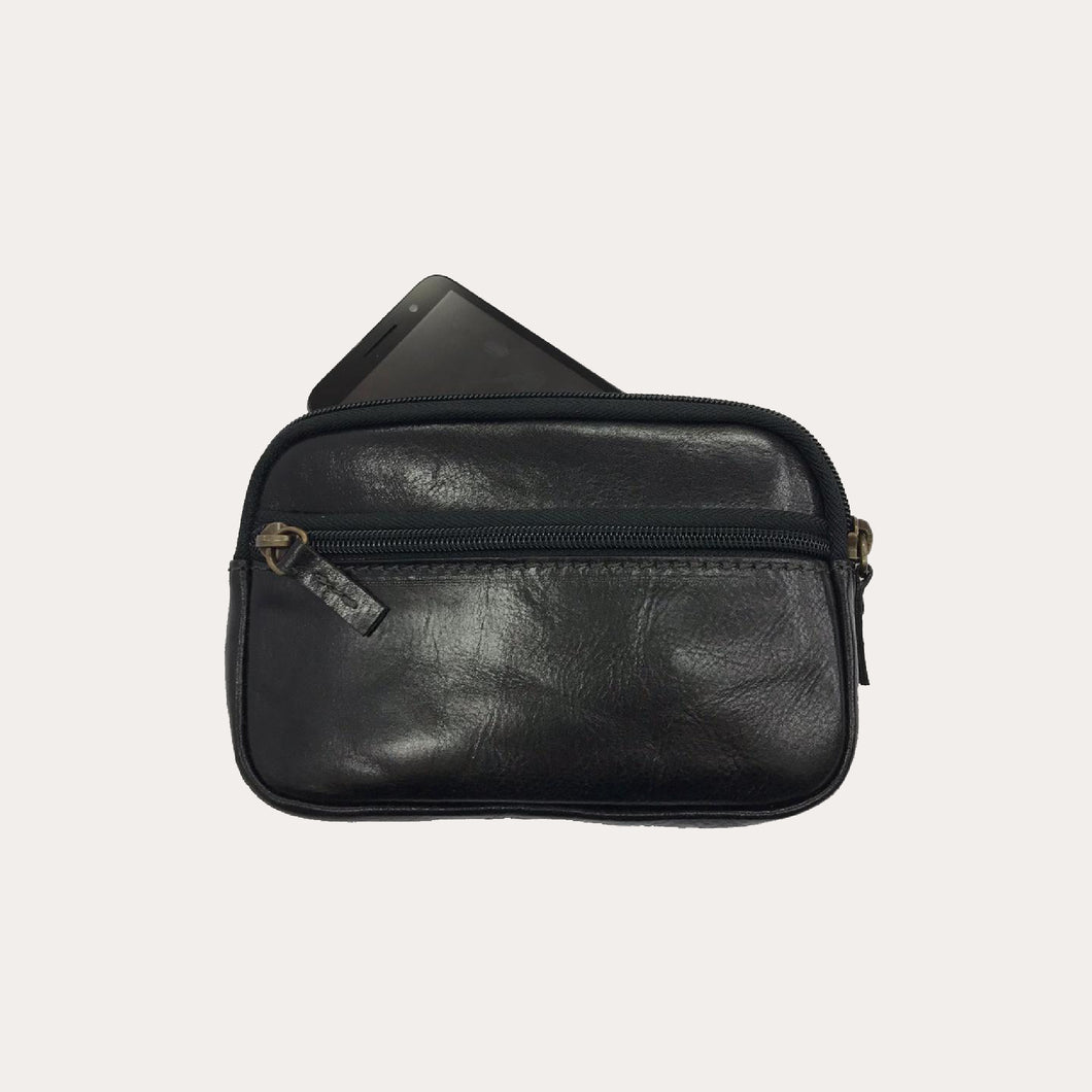 Black Leather Belt Pouch