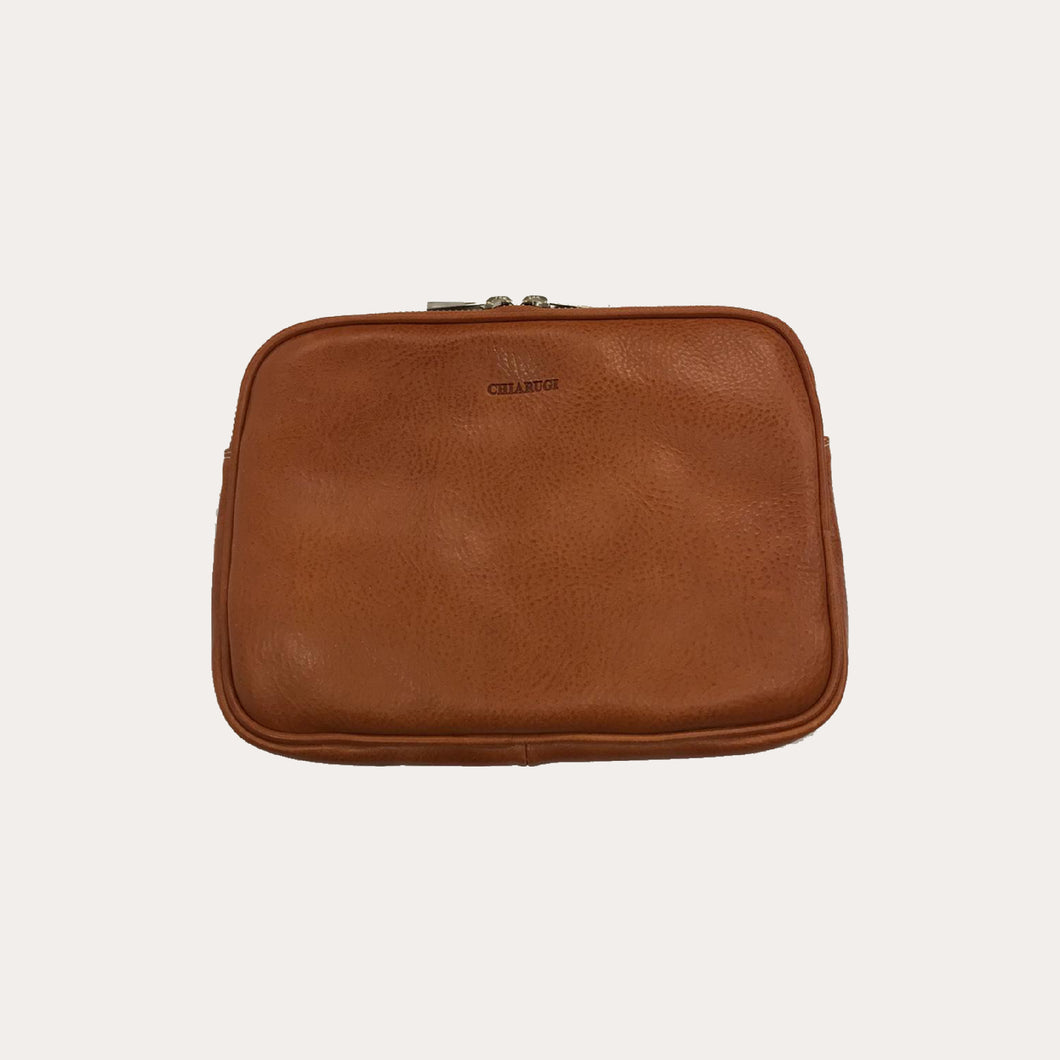Chiarugi Tan Leather Tidy Bag