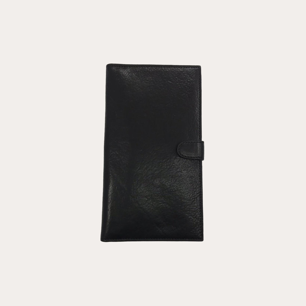 Black Vacchetta Leather Travel Wallet
