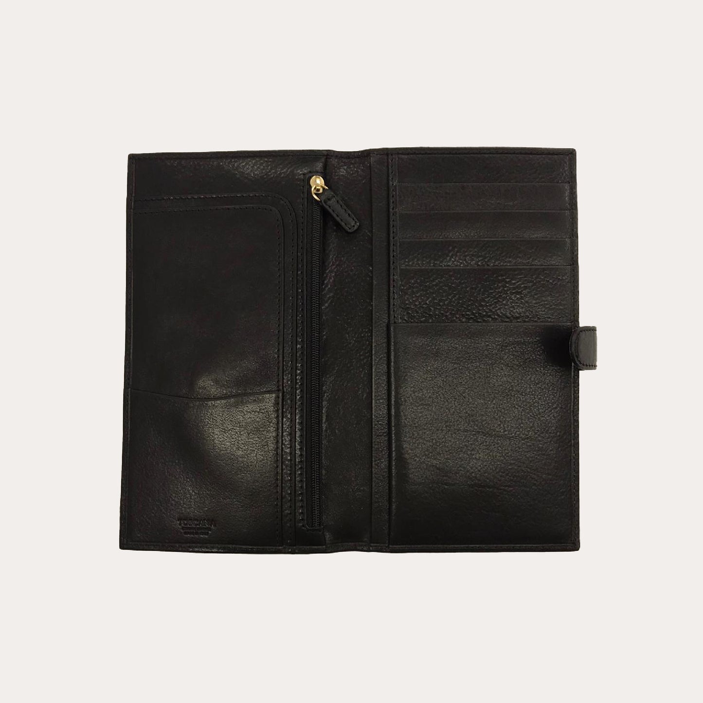 Black Vacchetta Leather Travel Wallet