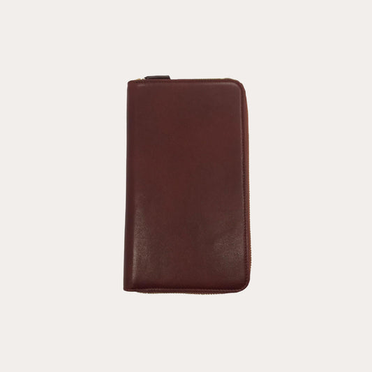 Maroon Vacchetta Leather Travel Wallet