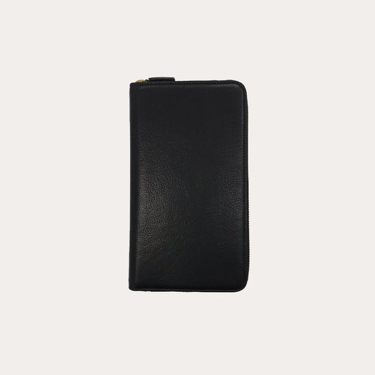 Black Vacchetta Leather Travel Wallet