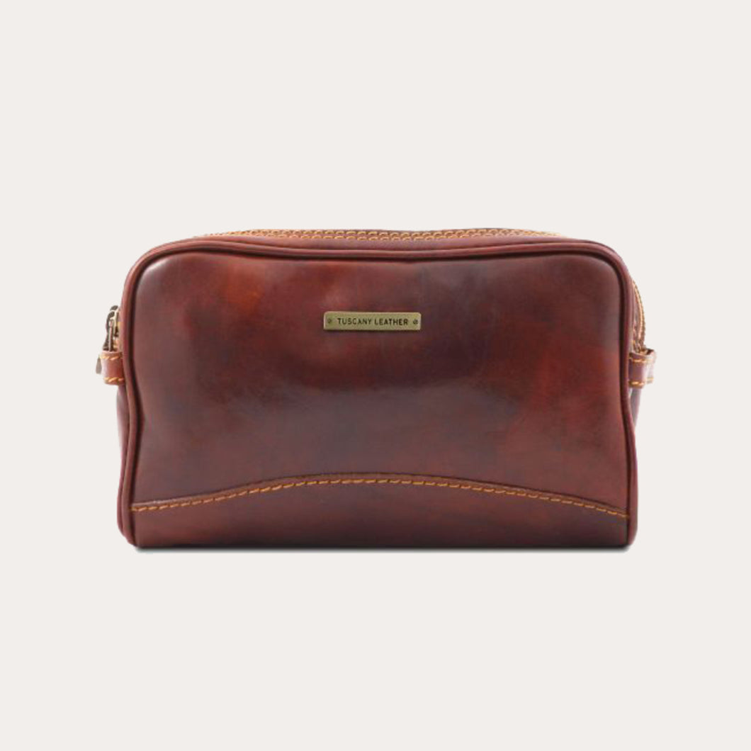 Tuscany Leather Brown Leather Washbag