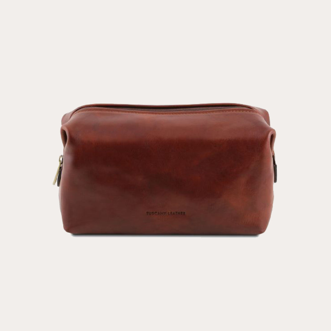 Tuscany Leather Brown Leather Washbag-Large Size