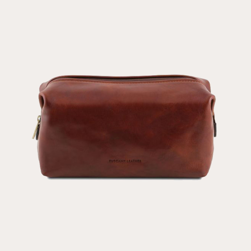 Tuscany Leather Brown Leather Washbag-Small Size
