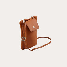 Load image into Gallery viewer, Tuscany Leather Navy Leather Cellphone Holder Mini Cross Bag
