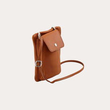 Load image into Gallery viewer, Tuscany Leather Brown Leather Cellphone Holder Mini Cross Bag
