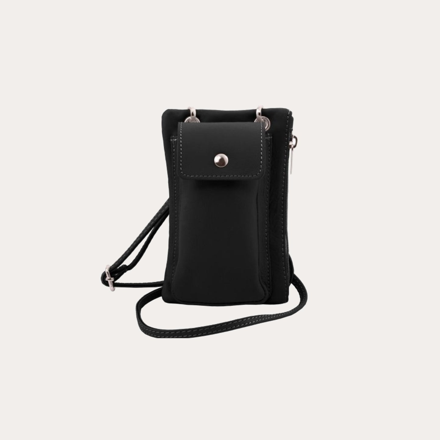 Tuscany Leather Black Leather Cellphone Holder Mini Cross Bag