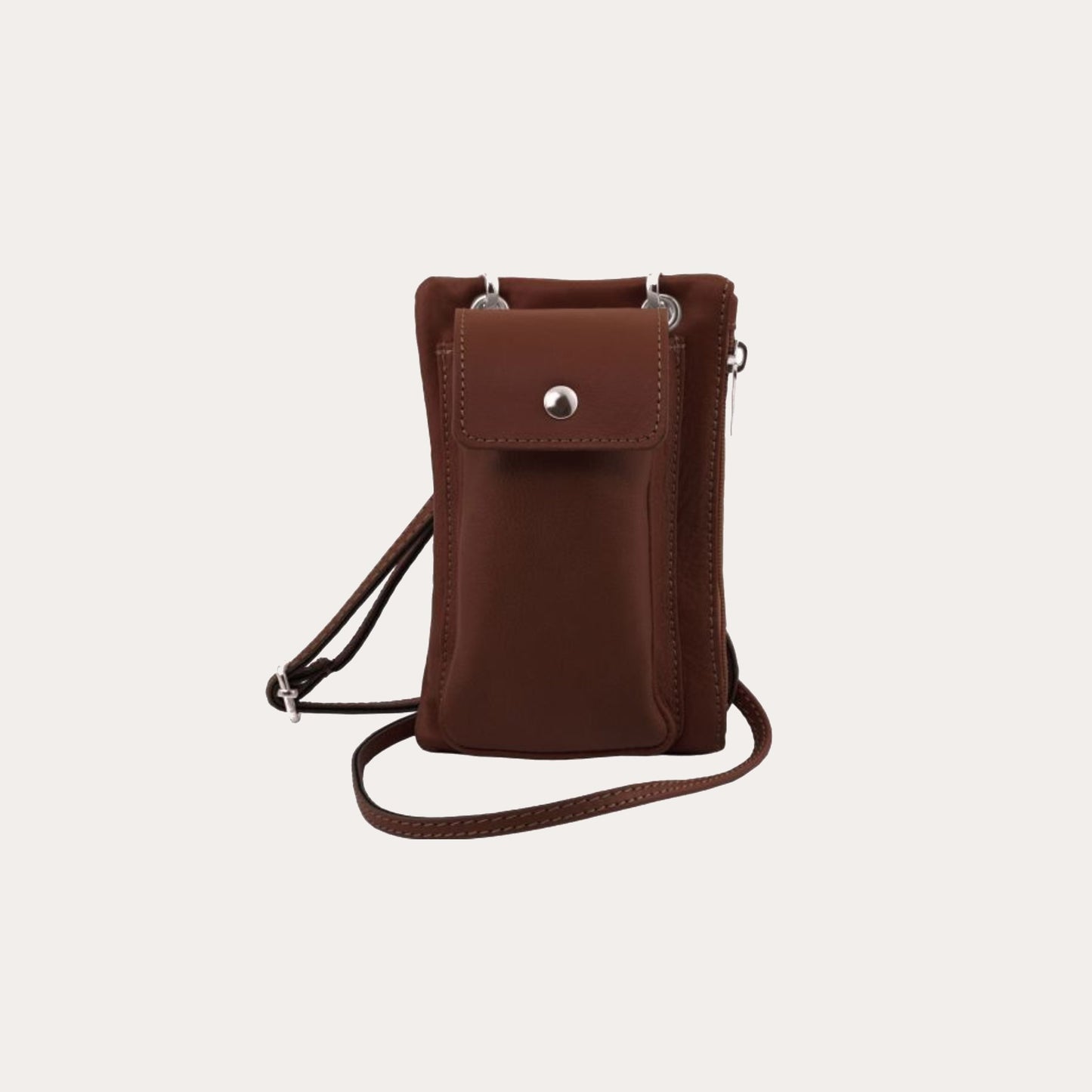 Tuscany Leather Brown Leather Cellphone Holder Mini Cross Bag
