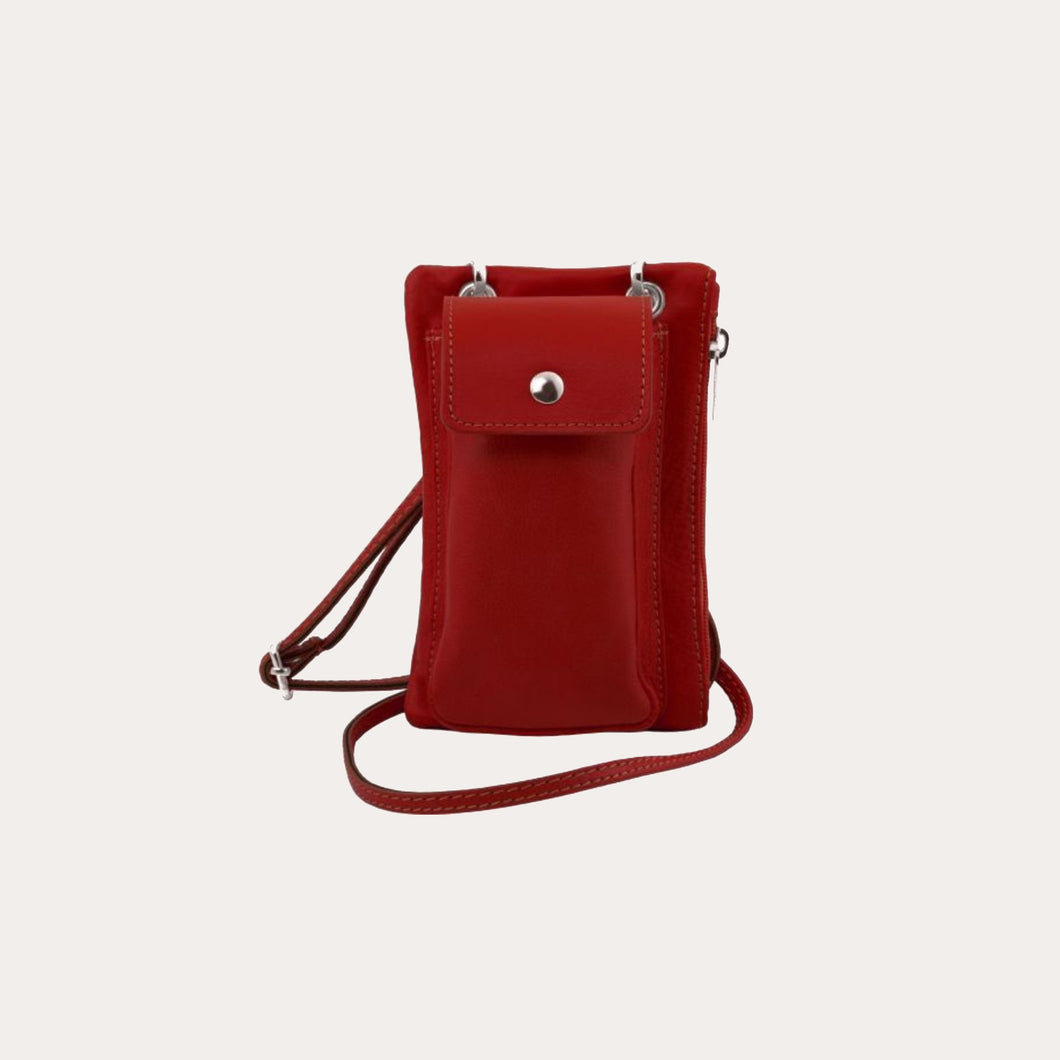 Tuscany Leather Red Leather Cellphone Holder Mini Cross Bag