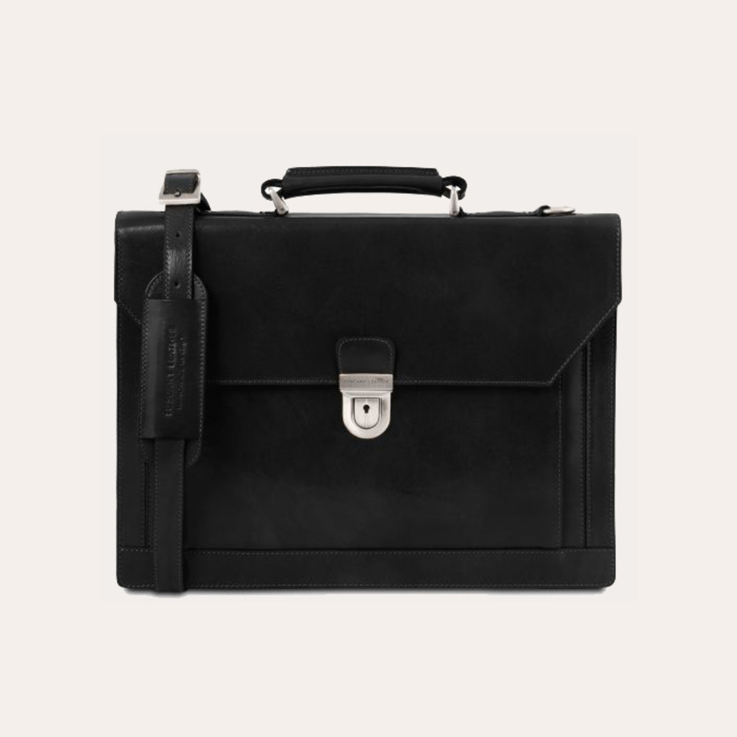Tuscany Leather Black Leather Briefcase