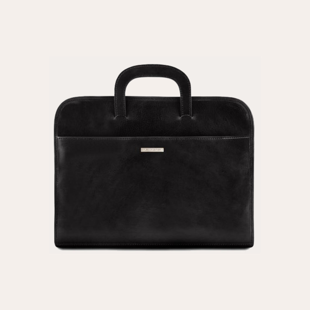 Tuscany Leather Black Leather Document Briefcase