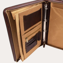 Load image into Gallery viewer, Tuscany Leather Brown Leather A4 Folio with Ring binder
