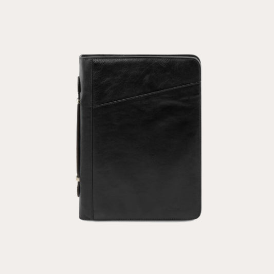 Tuscany Leather Black Leather A4 Portfolio with Handle