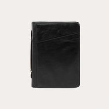 Load image into Gallery viewer, Tuscany Leather Black Leather A4 Portfolio with Handle
